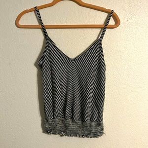 Striped tank with snitched waist